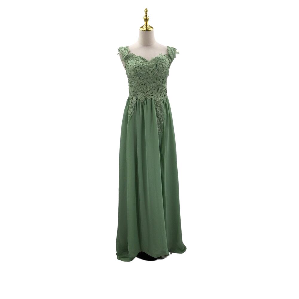 MOTHER OF THE BRIDE SZ 4 S green off shoulder embroidered maxi dress NEW B44